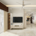 Modern Rectangular Single Layer False Ceiling Design with Cove and Spotlight